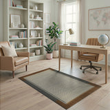Beige Woven Area Rug with Tribal Beaded Borders