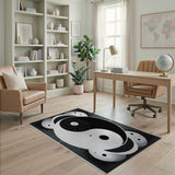 Geometric Modern Black and White Yin Yang Black White Geometric Area Rug