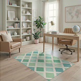 Blue Teal Diamond Geometric Area Rug