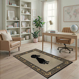 Dachshund Silhouette Beige Area Rug