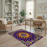 Vibrant Purple Peacock Mandala Area Rug