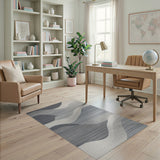 ODIKA Washable Modern Abstract Wavy Area Rug - Low Pile Non-Slip Pet Friendly Rug