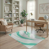 Teal Brush Stroke Abstract Area Rug