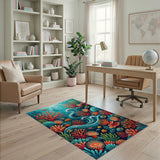 Multi-color and Patterns Vibrant Coral Reef Underwater Area Rug