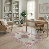 Ornate Pink Medallion Persian Area Rug