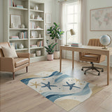 Coastal Starfish Waves Area Rug