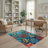 Vibrant Angelfish Coral Reef Area Rug