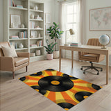 Retro Black Vinyl Records Orange Area Rug