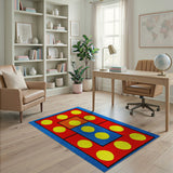 Bold Yellow Circle Multi-Color Geometric Rug