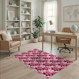 Whimsical Pink Flamingo Flower Area Rug