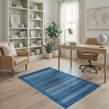 Blue and Teal Geometric Modern Blue Teal Striped Geometric Area Rug