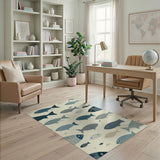 Blue and Teal Stylized Blue Fish Coastal Area Rug