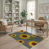 Sunflower Lavender Floral Area Rug