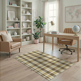 Geometric Modern Brown Tan Plaid Check Area Rug