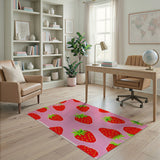 Retro Pixel Strawberry Pink Area Rug
