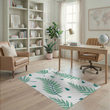 Lush Green Fern Leaf Pattern Area Rug