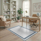 Elegant Navy Swirl Border Area Rug