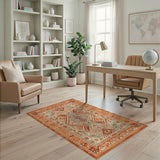 Terracotta Teal Southwestern Geometric Area Rug
