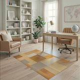 Orange Textured Patchwork Geometric Rug