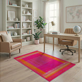 Vibrant Pink Orange Geometric Woven Rug
