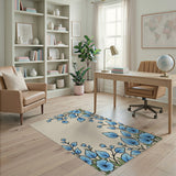 Cascading Blue Hydrangea Floral Area Rug