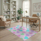 Playful Pastel Hearts Kids Area Rug