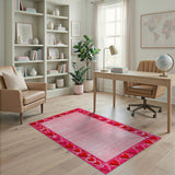 Pink Heart Border Area Rug