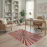 Geometric Modern Radiant Pink Sunburst Geometric Area Rug