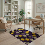 Purple Yellow 3D Hexagon Geometric Area Rug
