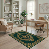Ornate Emerald Green Gold Baroque Area Rug