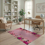 Blush Pink Dahlia Floral Border Rug