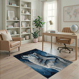 Howling Wolf Starry Night Sky Area Rug