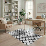 Geometric Modern Black White Geometric Lattice Area Rug