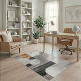 Grey Modern Grey Geometric Abstract Area Rug