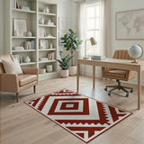 Bold Red Diamond Southwestern Rug