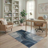 Abstract Area Blue and Teal Abstract Blue Wave Area Rug