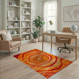 Vibrant Orange Swirl Geometric Area Rug