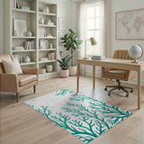 Teal Coral Seaweed Area Rug