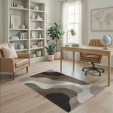 Grey Abstract Wavy Grey Area Rug