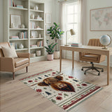 Festive Highland Cow Knit Christmas Area Rug