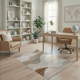 Wavy Beige Cream Abstract Area Rug