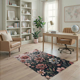 Blush Pink Cosmos Flowers Hearts Floral Rug