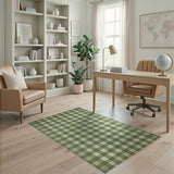 Green Gingham Checkered Rustic Farmhouse Area Rug