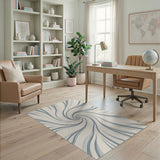 Hypnotic Grey Swirl Abstract Area Rug