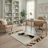 Southwestern Black Rabbit Silhouette Area Rug