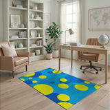 Playful Yellow Blue Bubble Area Rug