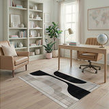 Modern Black Abstract Geometric Area Rug