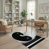 Black and White Yin Yang Harmony Black White Area Rug