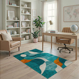 Abstract Area Teal Abstract Organic Shapes Area Rug