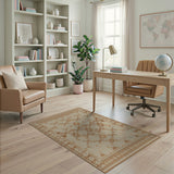 Tan Beige Geometric Southwestern Rug